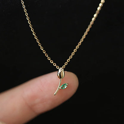 Minimalista tulipános ezüst nyaklánc