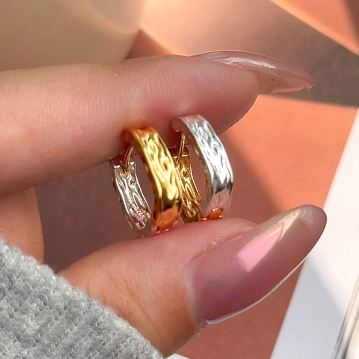 Négyszögletű arany-ezüst átmenetes ezüst fülbevaló - Eyla Jewelry