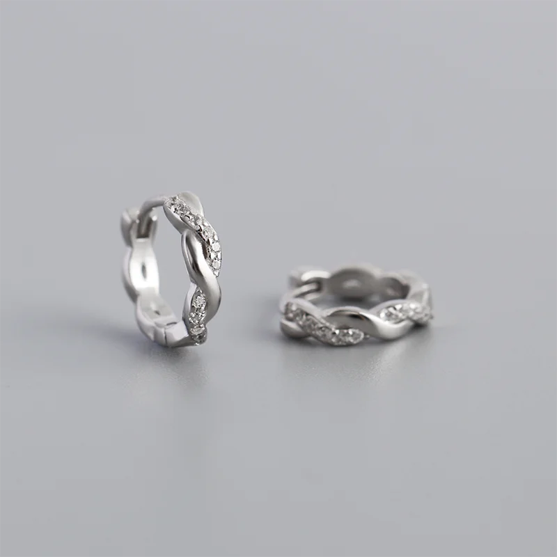 Francia csavart ragyogás sterling ezüst fülbevaló - Eyla Jewelry