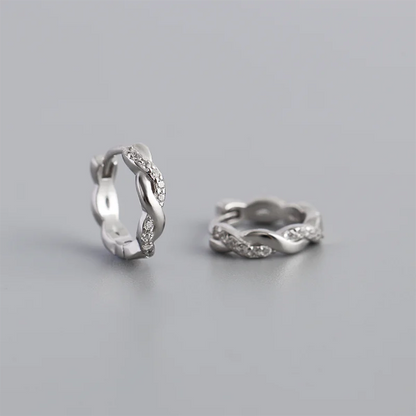 Francia csavart ragyogás sterling ezüst fülbevaló - Eyla Jewelry