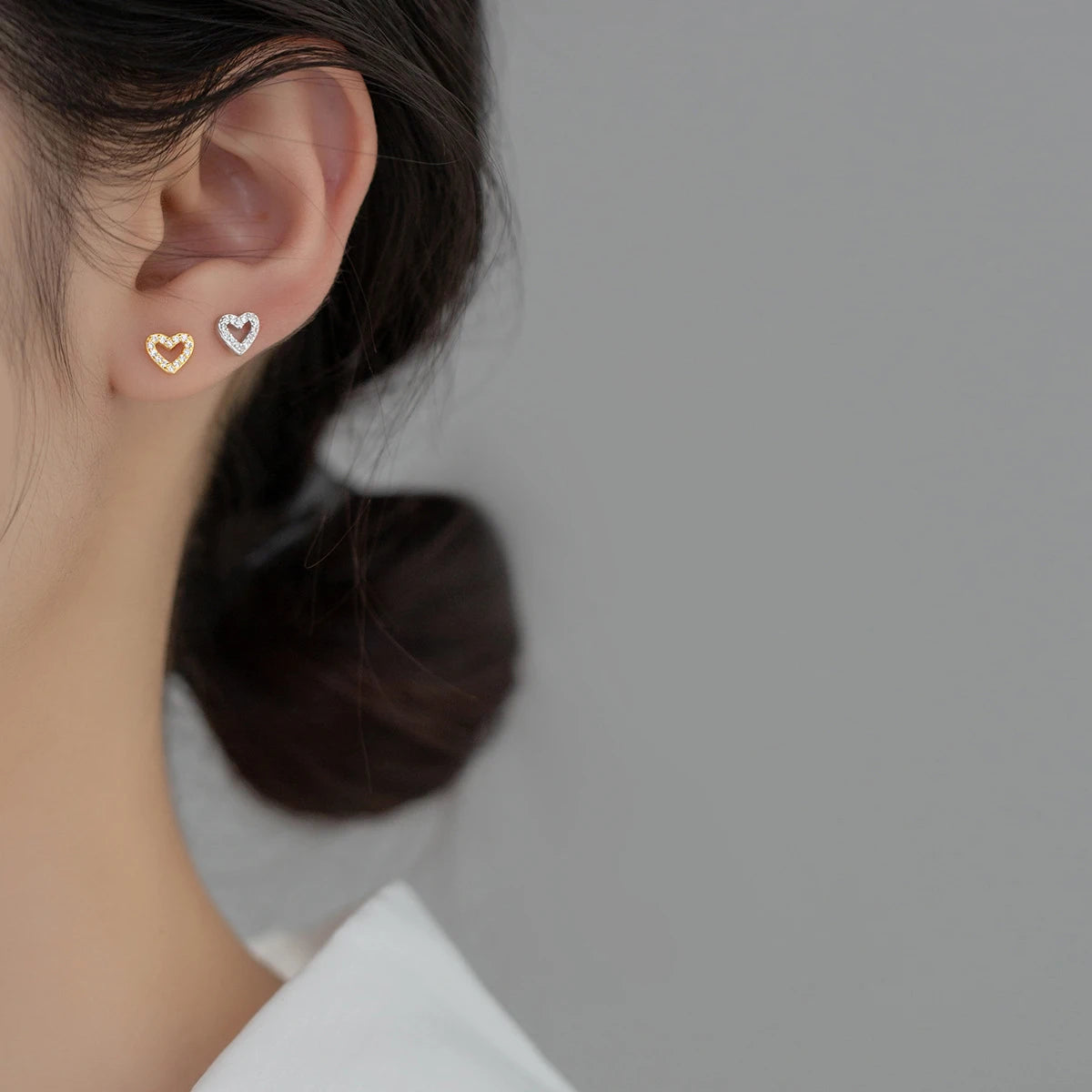 Ragyogó szív ezüst fülbevaló - Eyla Jewelry