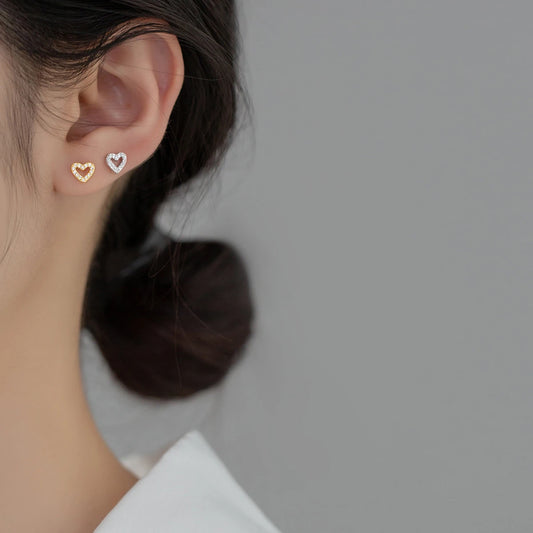 Ragyogó szív ezüst fülbevaló - Eyla Jewelry