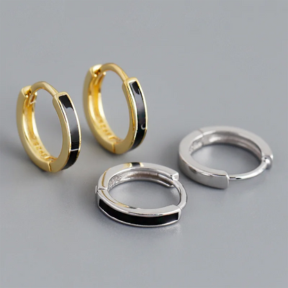 Fekete kerámia hatású ezüst fülbevaló - Eyla Jewelry