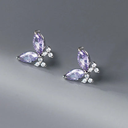 Lila pillangós ezüst fülbevaló - Eyla Jewelry