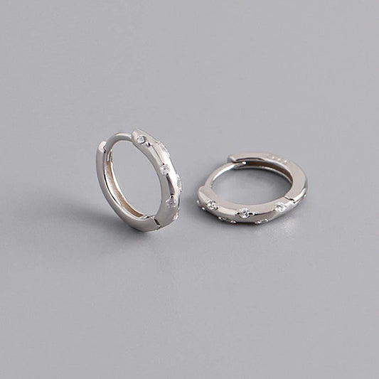 Starry Sky Silver Hoop Earrings