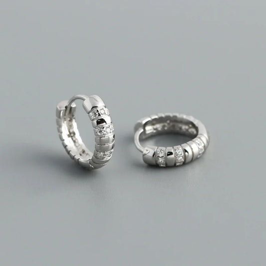 Barázdált rusztikus ezüst fülbevaló