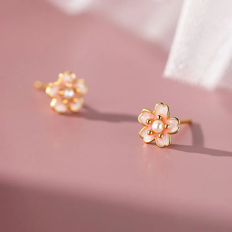 Színes virágos aranyozott ezüst fülbevaló