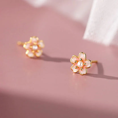 Színes virágos aranyozott ezüst fülbevaló