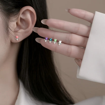Colorful Tulip Silver Earrings