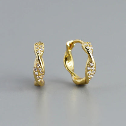 Ragyogó csavart hatású ezüst karika-fülbevaló - Eyla Jewelry