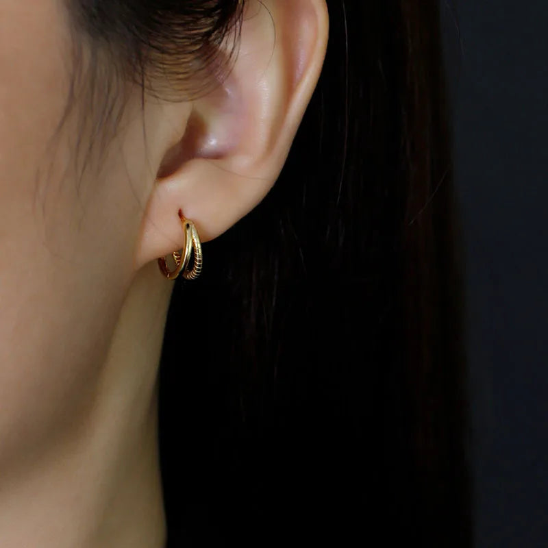 Mintás duplasoros ezüst fülbevaló - Eyla Jewelry