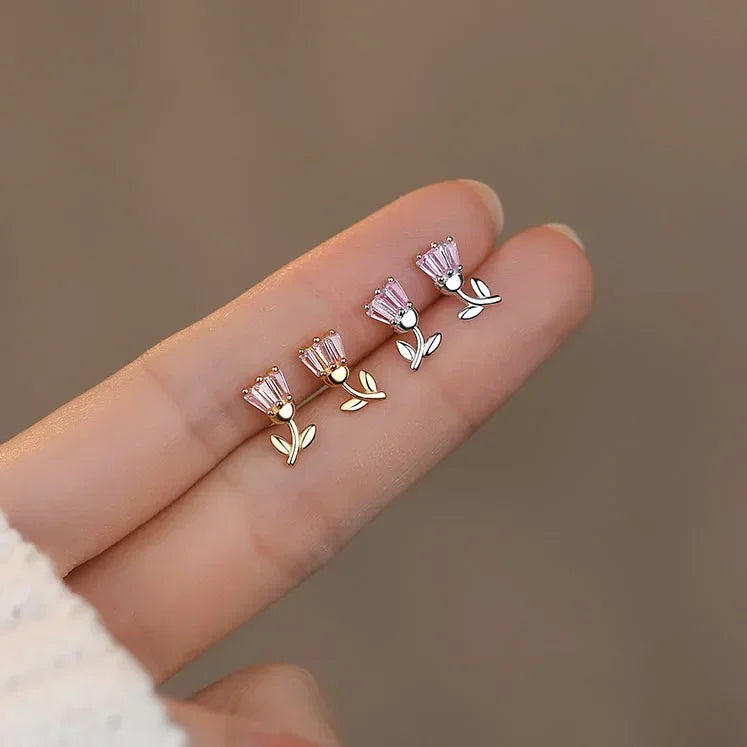 Minimalista tulipános ezüst fülbevaló - Eyla Jewelry