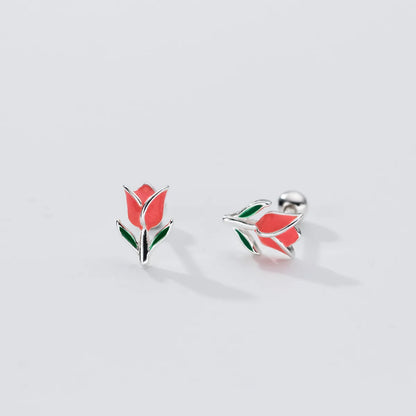Colorful Tulip Silver Earrings