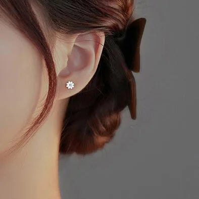 Különleges virágos kerámia ezüst fülbevaló