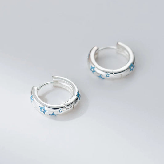 Kék csillagok ezüst fülbevaló - Eyla Jewelry