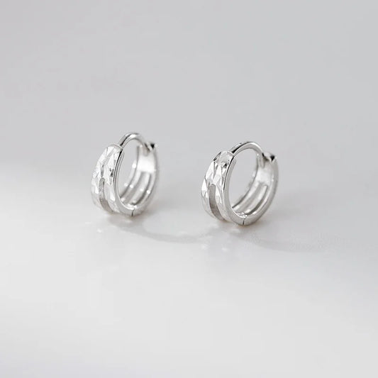 Duplasoros rusztikus ezüst fülbevaló