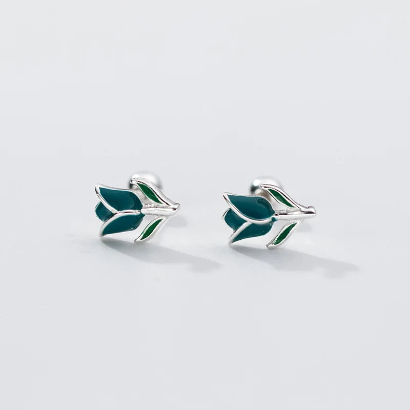 Colorful Tulip Silver Earrings