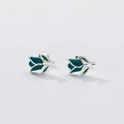 Colorful Tulip Silver Earrings