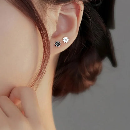 Különleges virágos kerámia ezüst fülbevaló