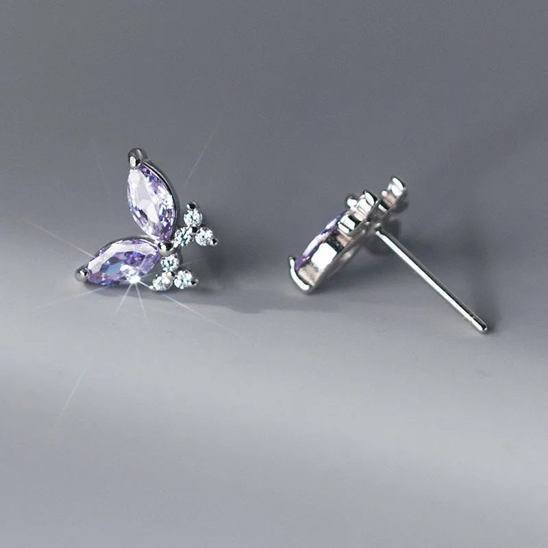 Lila pillangós ezüst fülbevaló - Eyla Jewelry