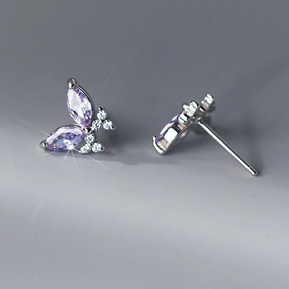 Lila pillangós ezüst fülbevaló - Eyla Jewelry