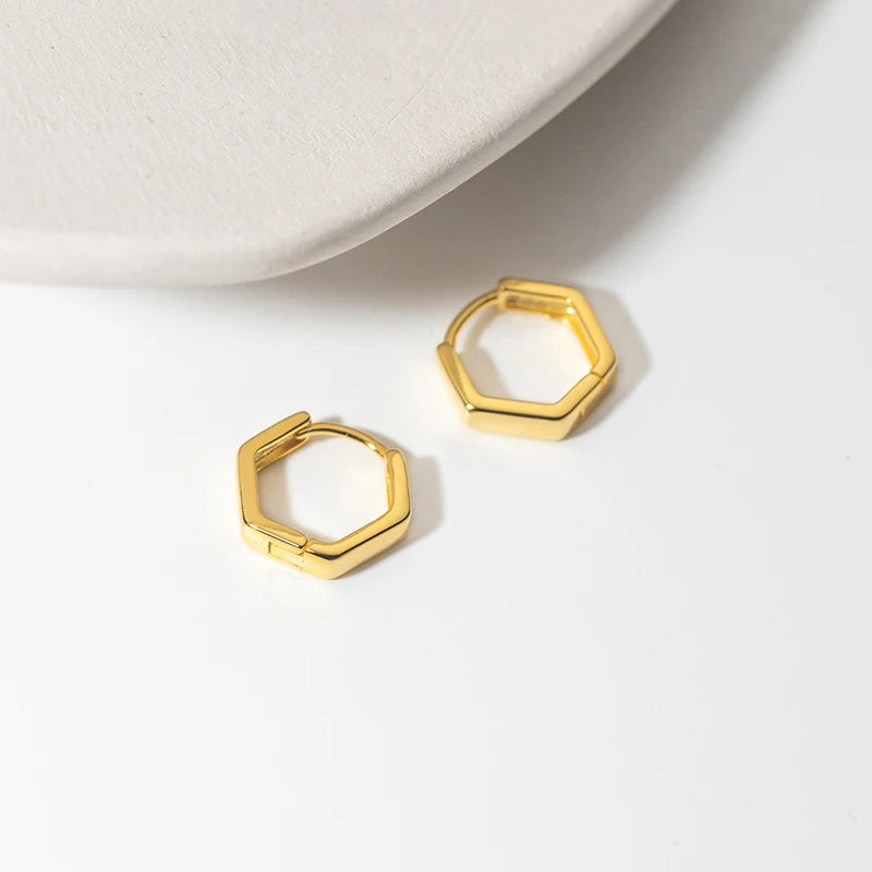 Hatszögletű ezüst fülbevaló - Eyla Jewelry