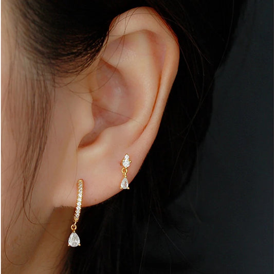 Sparkling Water Drop Silver Earrings