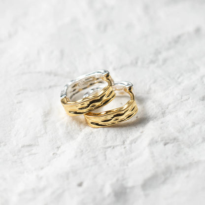 Négyszögletű arany-ezüst átmenetes ezüst fülbevaló - Eyla Jewelry