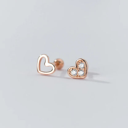 Asszimetrikus szív ezüst fülbevaló - Eyla Jewelry