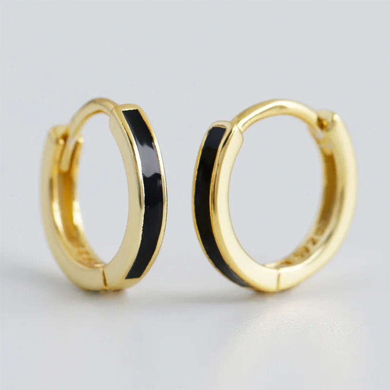 Fekete kerámia hatású ezüst fülbevaló - Eyla Jewelry