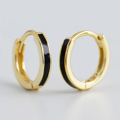 Fekete kerámia hatású ezüst fülbevaló - Eyla Jewelry