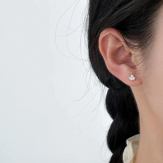 Leaf silver earrings