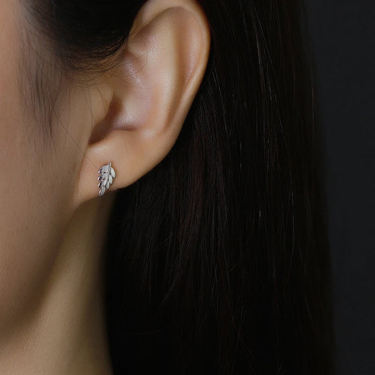 Solid leaf silver earrings