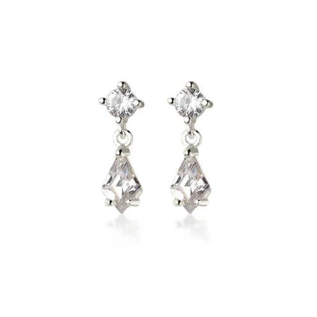 Ragyogó rombusz ezüst fülbevaló - Eyla Jewelry