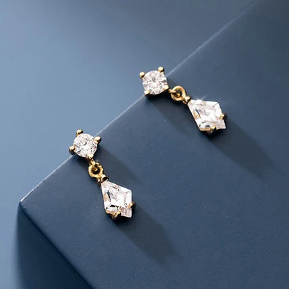 Ragyogó rombusz ezüst fülbevaló - Eyla Jewelry