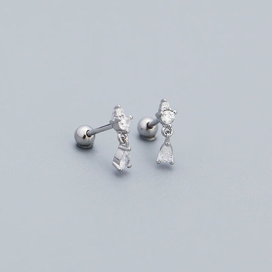 Sparkling Water Drop Silver Earrings