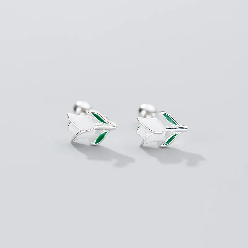 Colorful Tulip Silver Earrings
