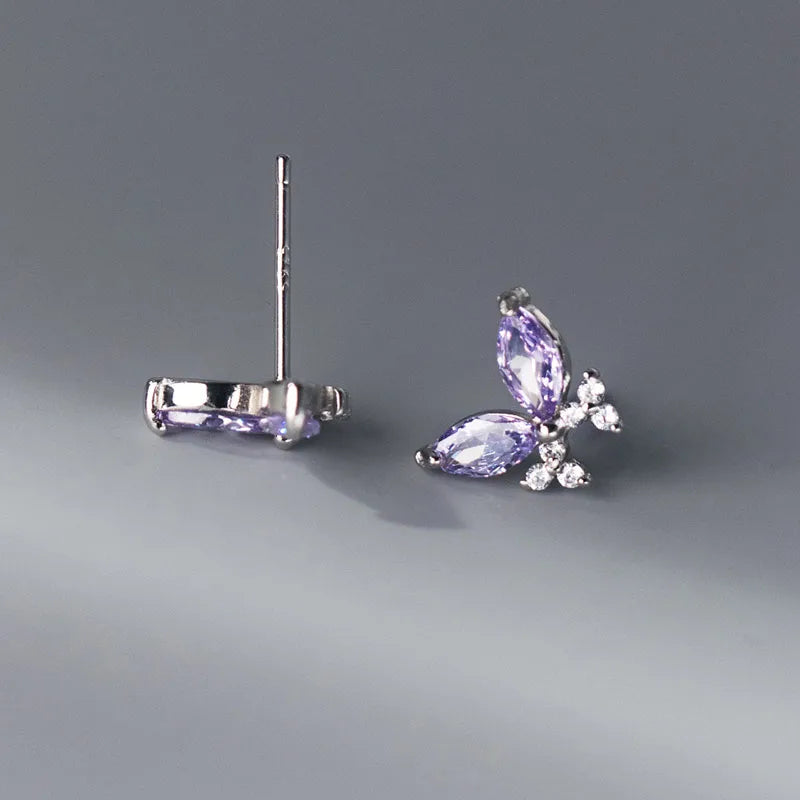 Lila pillangós ezüst fülbevaló - Eyla Jewelry