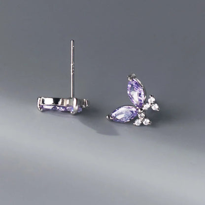 Lila pillangós ezüst fülbevaló - Eyla Jewelry