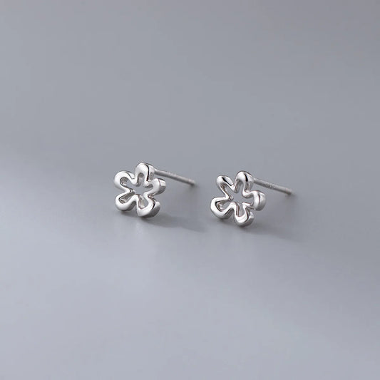 Open flower silver earrings